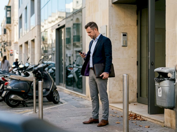 Businessman outside Malta office building Commercial office selection guide