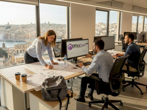Team working in Malta office planning space