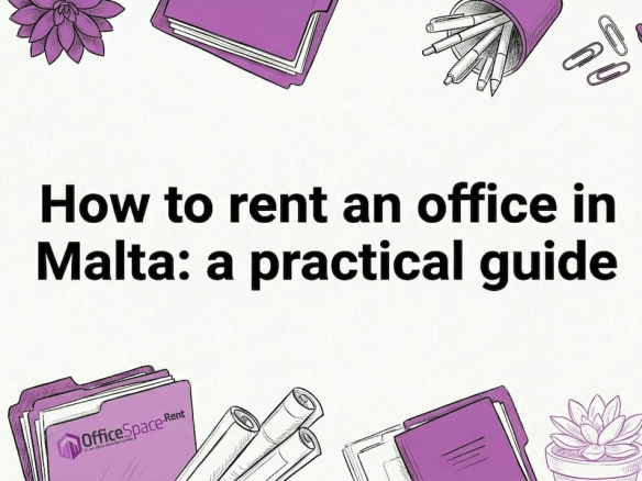 Decorative title card with hand-drawn office props