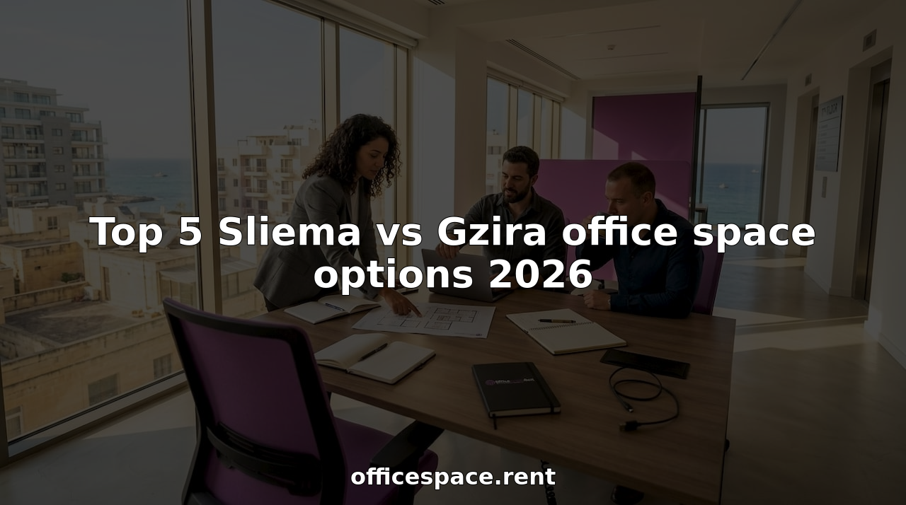 Colleagues working in Sliema office with city view Sliema vs Gzira office space