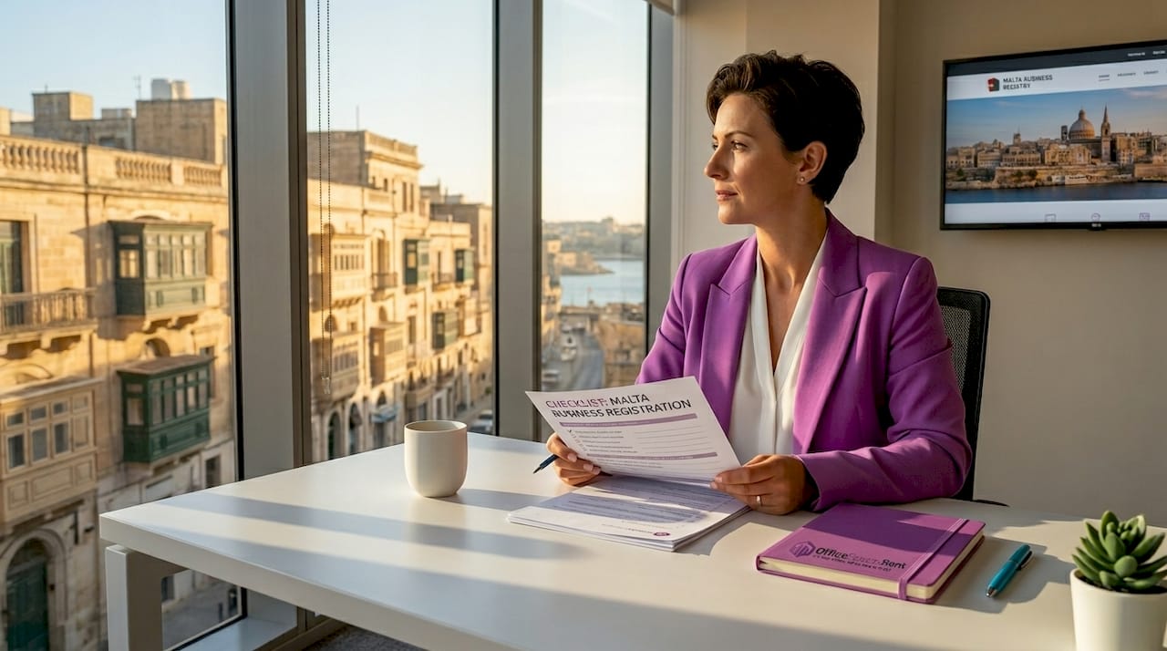 Professional reviewing Malta registration documents