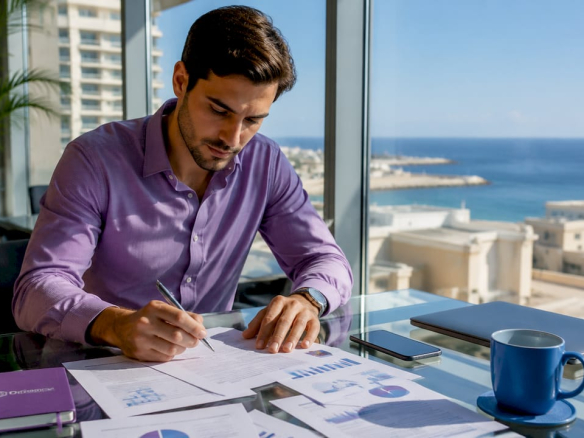 Property analyst reviewing Malta rent contracts