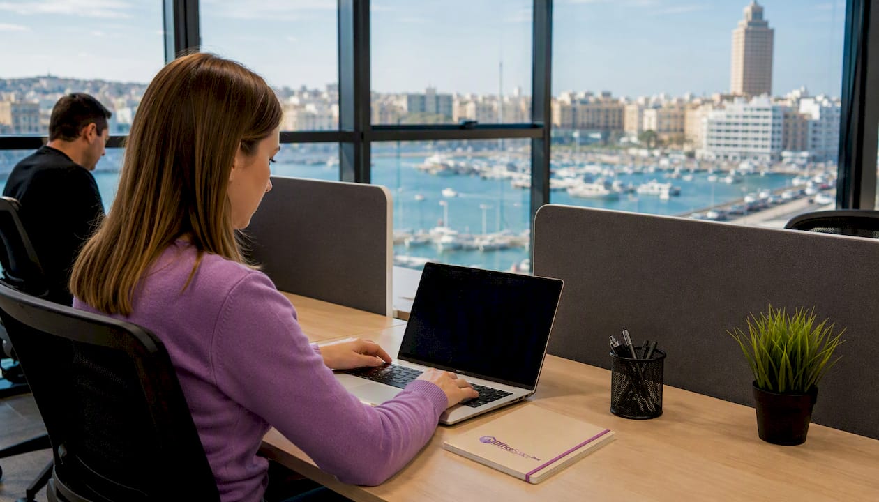 Aerial view of Sliema office and marina district