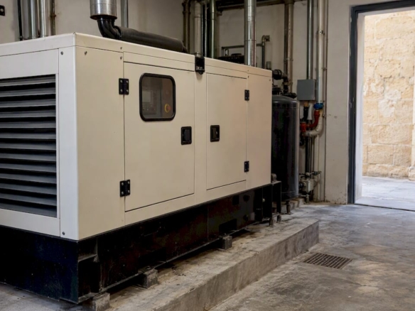 Diesel generator in a Maltese office plant room Backup Generators in Malta Offices: What to Check