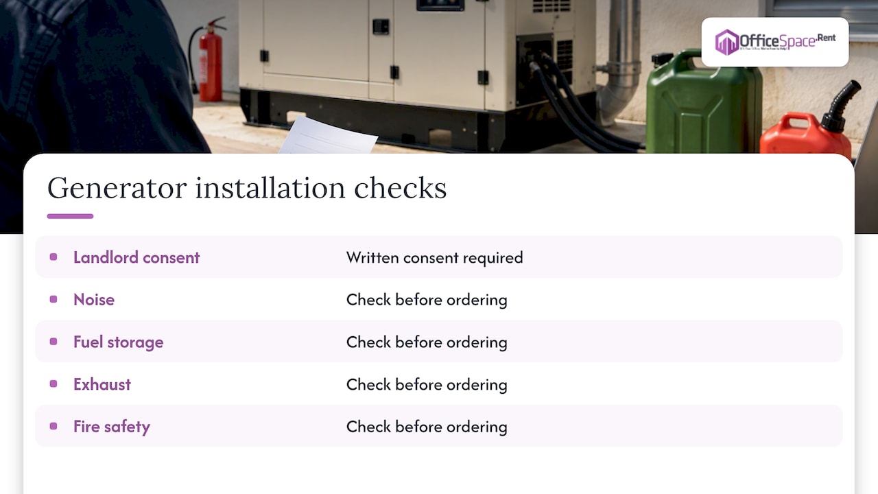 Key checks before installing an office generator